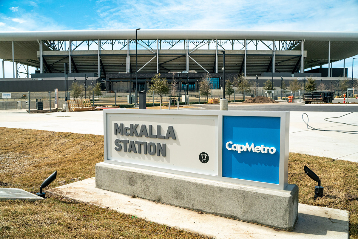 McKalla Station Sign outside Q2 Stadium